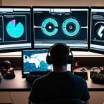 **

A gamer intensely focused on their screen, hands flying across the keyboard and mouse. Multiple monitors display in-game weapon stats, recoil patterns, and a map overview. The scene is lit by the glow of the screens, emphasizing the dedication and analytical approach to mastering weaponry in a competitive game. Incorporate elements like weapon attachments scattered around the desk, creating a sense of experimentation and optimization.

**