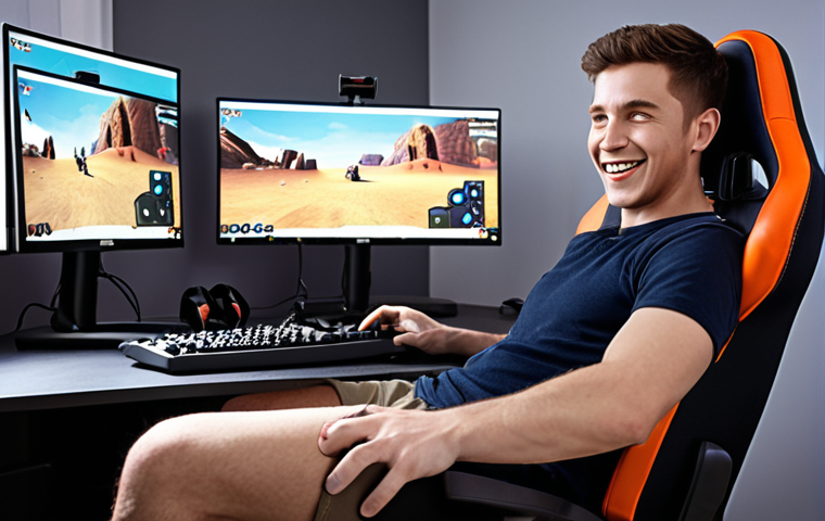 **
"Ergonomic gaming chair with adjustable lumbar support, showcased against a backdrop of a gamer's setup. Focus on the chair's ergonomic features, highlighting how it promotes good posture. Natural lighting, realistic rendering, emphasizing comfort and health benefits. A gamer is sitting in the chair playing games with happy expression."
**