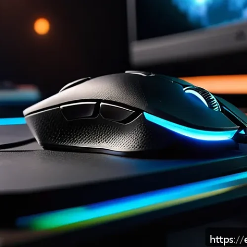 FPS 속도 조작을 위한 DPI 설정 - A close-up digital illustration of a professional gamer&rsquo;s hand gripping a sleek, modern gaming mouse...
